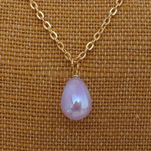 Load image into Gallery viewer, Glittery Acrylic Teardrop Pendant on Gold Tone Chain (Purple or Blue)
