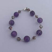 Load image into Gallery viewer, Purple Amethyst &amp; Crystal Handmade Bead Bracelet
