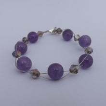 Load image into Gallery viewer, Purple Amethyst &amp; Crystal Handmade Bead Bracelet
