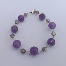 Load image into Gallery viewer, Purple Amethyst &amp; Crystal Handmade Bead Bracelet
