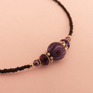 Purple & Black Handmade Kathryn Design Bead Necklace