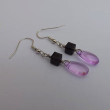 Load image into Gallery viewer, Purple &amp; Black Handmade Wire Wrapped Bead Earrings

