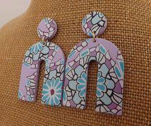 Load image into Gallery viewer, Purple &amp; Blue Floral Acrylic Earrings

