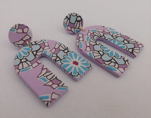 Purple & Blue Floral Acrylic Earrings