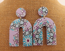 Load image into Gallery viewer, Purple &amp; Blue Floral Acrylic Earrings
