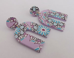 Purple & Blue Floral Acrylic Earrings