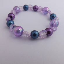 Load image into Gallery viewer, Purple &amp; Blue Handmade Elastic Bead Bracelet
