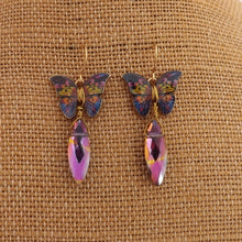 Load image into Gallery viewer, Purple Butterfly &amp; Faceted Bead Handmade Drop Earrings
