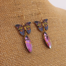 Load image into Gallery viewer, Purple Butterfly &amp; Faceted Bead Handmade Drop Earrings
