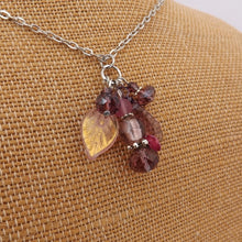 Load image into Gallery viewer, Purple Glass Leaves &amp; Beads Handmade Pendant Necklace
