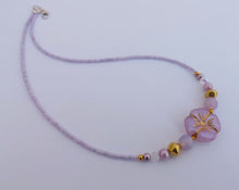 Load image into Gallery viewer, Purple &amp; Gold Handmade  Flower Bead Necklace
