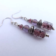 Load image into Gallery viewer, Purple Handmade Glass Bead Earrings
