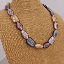 Load image into Gallery viewer, Purple &amp; Pink Glass Foil Bead Necklace
