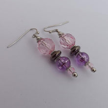 Load image into Gallery viewer, Purple, Pink &amp; Grey Handmade Bead Earrings

