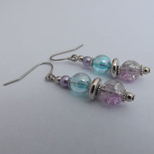 Load image into Gallery viewer, Purple, Silver &amp; Blue Handmade Bead Earrings
