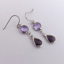 Load image into Gallery viewer, Purple &amp; Silver Tone Handmade Drop Earrings
