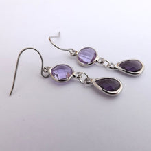 Load image into Gallery viewer, Purple &amp; Silver Tone Handmade Drop Earrings
