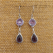 Load image into Gallery viewer, Purple &amp; Silver Tone Handmade Drop Earrings
