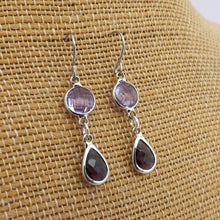 Load image into Gallery viewer, Purple &amp; Silver Tone Handmade Drop Earrings
