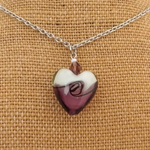 Load image into Gallery viewer, Wave Swirl Glass Heart Pendant Necklace (Purple or Black)
