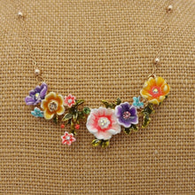 Load image into Gallery viewer, Purple, Yellow, Pink, Blue &amp; Gold Tone Flower Collar Necklace
