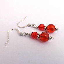 Load image into Gallery viewer, Red Glass Handmade Shatter Bead Earrings
