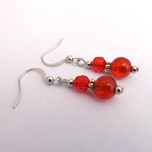 Red Glass Handmade Shatter Bead Earrings