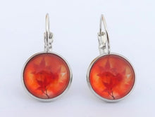 Load image into Gallery viewer, Red Leaves Dome Earrings on Lever Back Hooks
