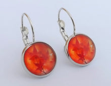 Load image into Gallery viewer, Red Leaves Dome Earrings on Lever Back Hooks
