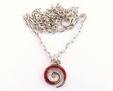 Load image into Gallery viewer, Dyed Paua &amp; Silver Tone Koru Pendant Necklace (multiple colour options)
