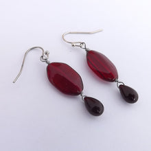 Load image into Gallery viewer, Red &amp; Black Handmade Wire Wrapped Bead Drop Earrings
