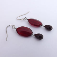 Load image into Gallery viewer, Red &amp; Black Handmade Wire Wrapped Bead Drop Earrings
