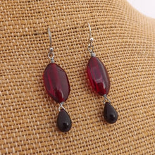 Load image into Gallery viewer, Red &amp; Black Handmade Wire Wrapped Bead Drop Earrings
