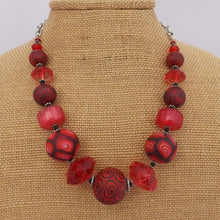 Load image into Gallery viewer, Red &amp; Black Kathryn Design Chunky Bead Necklace with Chain
