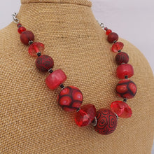 Load image into Gallery viewer, Red &amp; Black Kathryn Design Chunky Bead Necklace with Chain
