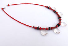 Load image into Gallery viewer, Red, Black &amp; Clear Handmade Bead Necklace
