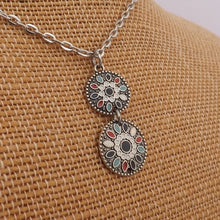 Load image into Gallery viewer, Red, Blue &amp; Silver Round Pendant Necklace
