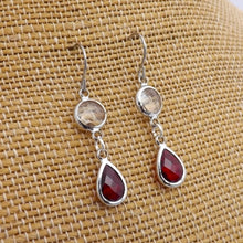 Load image into Gallery viewer, Red &amp; Clear Silver Tone Handmade Drop Earrings
