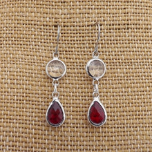 Load image into Gallery viewer, Red &amp; Clear Silver Tone Handmade Drop Earrings
