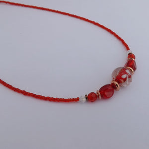 Red & Clear Handmade Bead Necklace