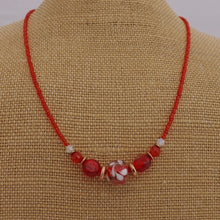 Load image into Gallery viewer, Red &amp; Clear Handmade Bead Necklace
