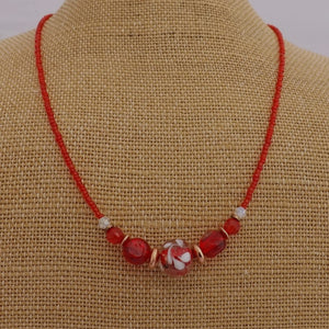 Red & Clear Handmade Bead Necklace