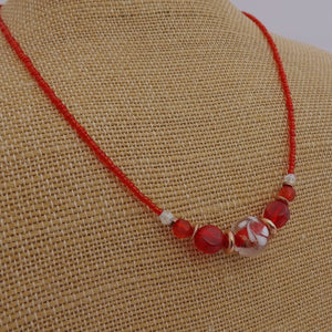 Red & Clear Handmade Bead Necklace