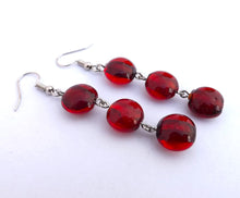 Load image into Gallery viewer, Red Glass Foil Handmade Bead Chain Link Drop Earrings
