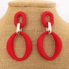 Load image into Gallery viewer, Colour &amp; Gold Tone Large Acrylic Earrings (Multiple colour options)
