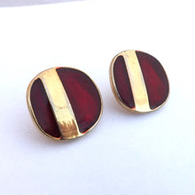 Load image into Gallery viewer, Red &amp; Gold Tone Vintage Stud Earrings
