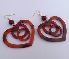 Load image into Gallery viewer, Red &amp; Orange Large Acrylic Heart Earrings
