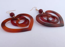 Load image into Gallery viewer, Red &amp; Orange Large Acrylic Heart Earrings
