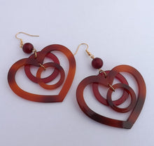 Load image into Gallery viewer, Red &amp; Orange Large Acrylic Heart Earrings
