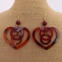 Load image into Gallery viewer, Red &amp; Orange Large Acrylic Heart Earrings
